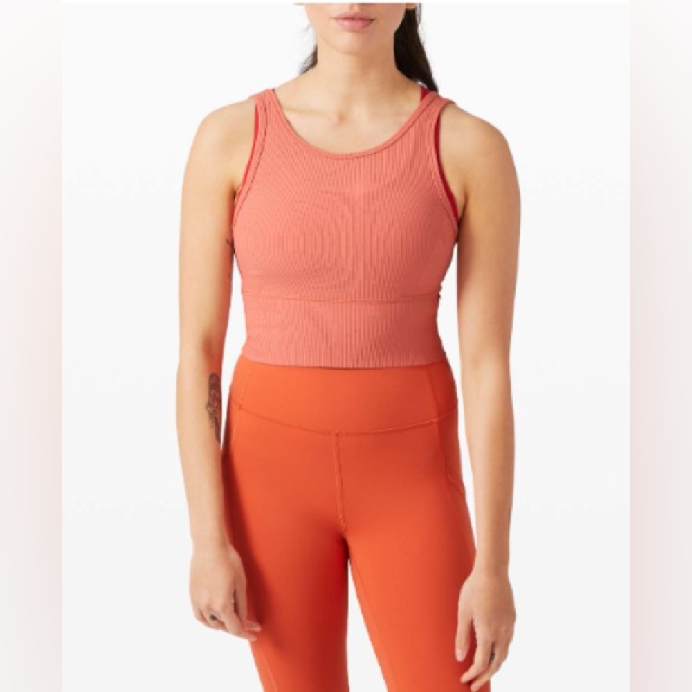 Lululemon Power Pivot Tank *Rib, Rustic Coral, size 8